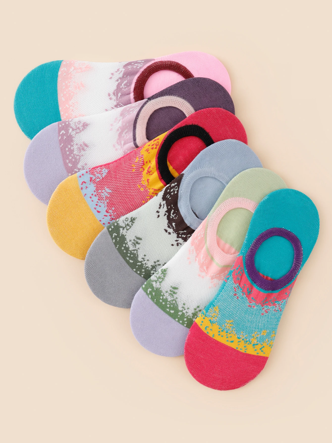 1/3/5/10/15Pairs Random Women's Summer Thin No Show Socks, Ins Style, Non-Slip, Colorful Mesh Liner Socks