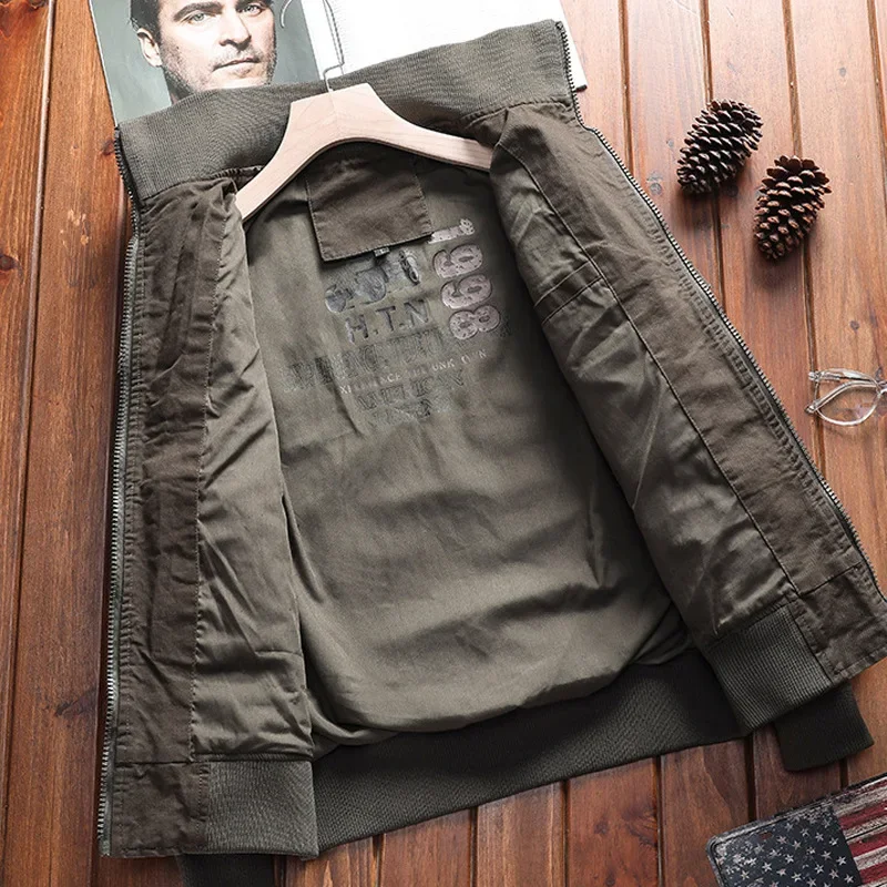 MaiDangDi-abrigo militar americano para hombre, ropa de trabajo fina, chaqueta holgada de gran tamaño lavada, tendencia europea y americana, primavera y otoño