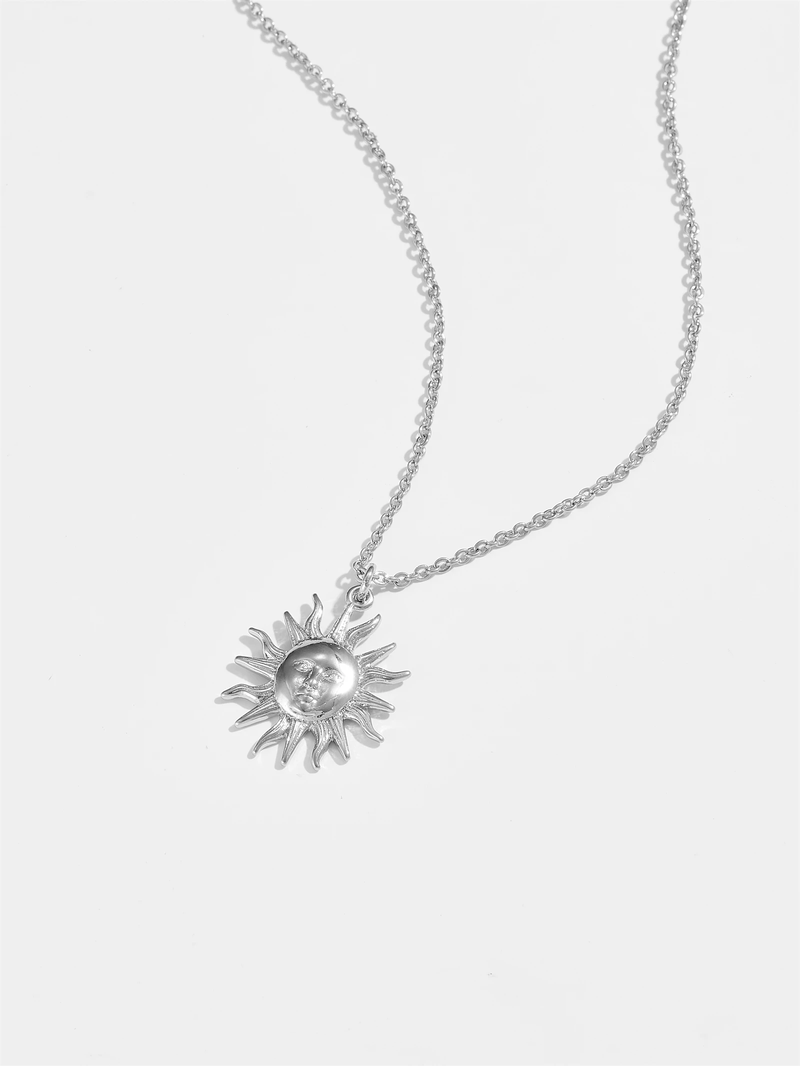 DPLAOPA 925 Sterling Silver Gold Plated Silver Sunflower Pendant Long Chain Necklace Thick Choker Fine Jewelry