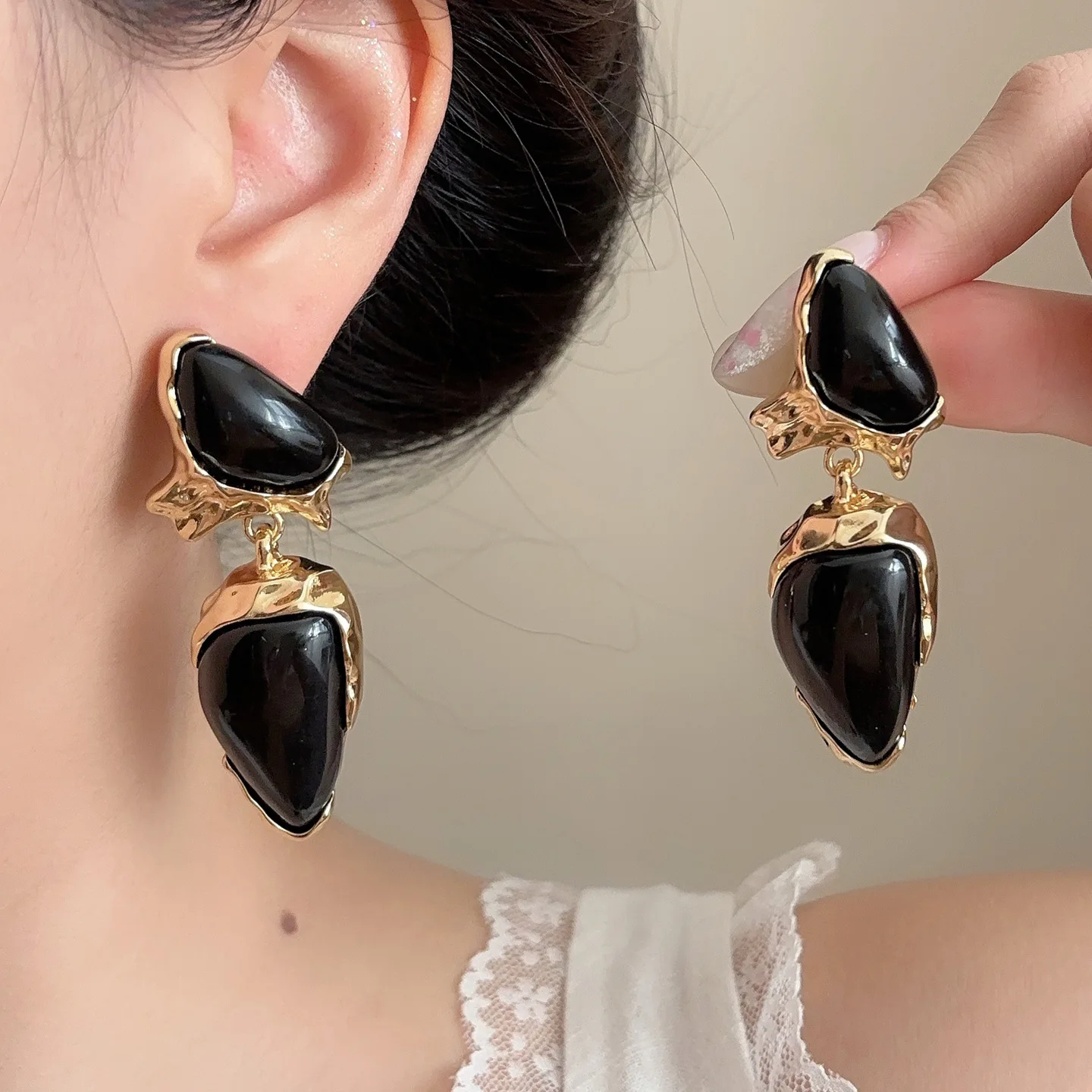 

Модные черные серьги с драгоценными камнями, эффектные длинные висячие высококачественные женские аксессуары, элегантные серьги-капли