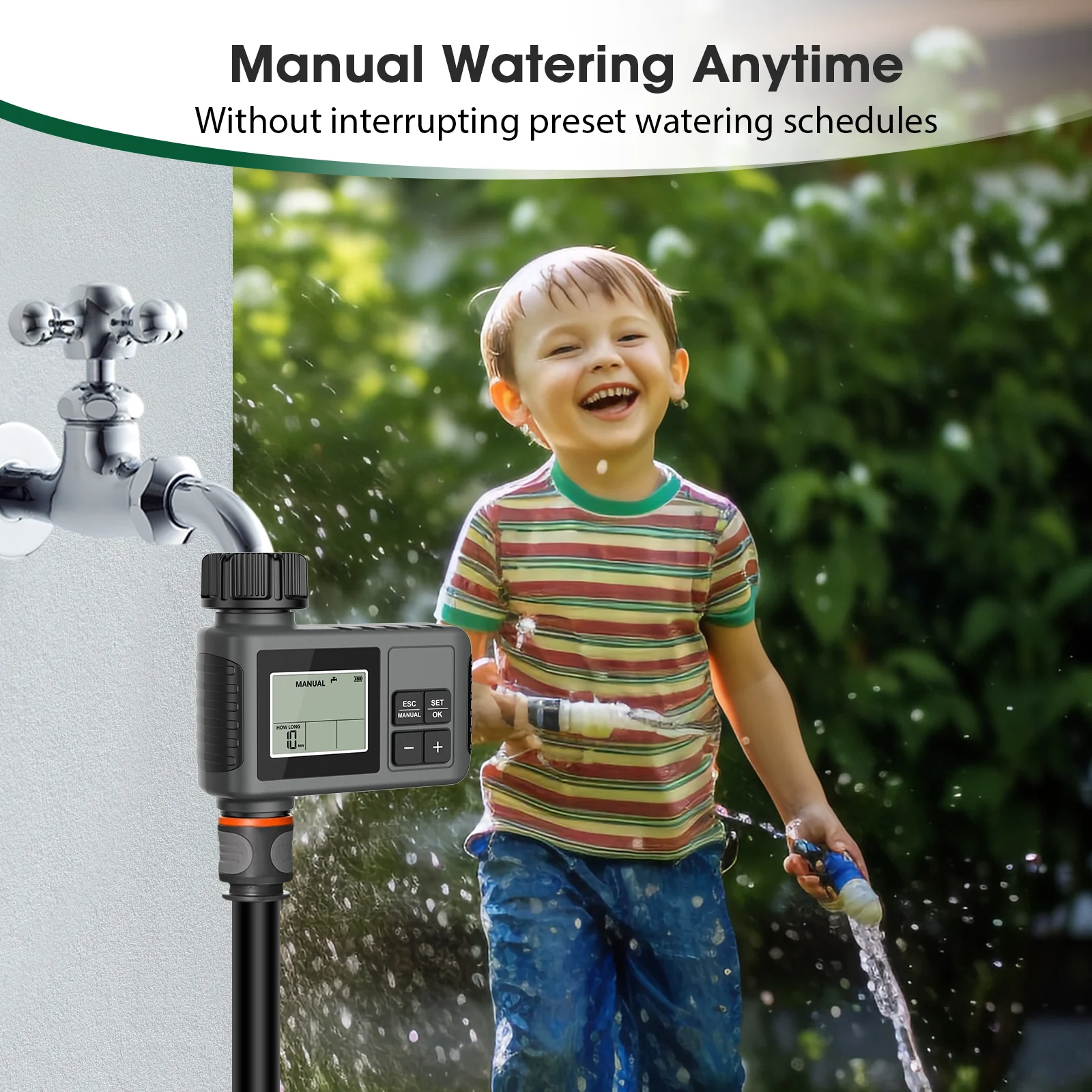 Water Timer Programmable Sprinkler Timer for Garden Hose Outdoor Hose Timer with Rain Delay/Manual Watering System