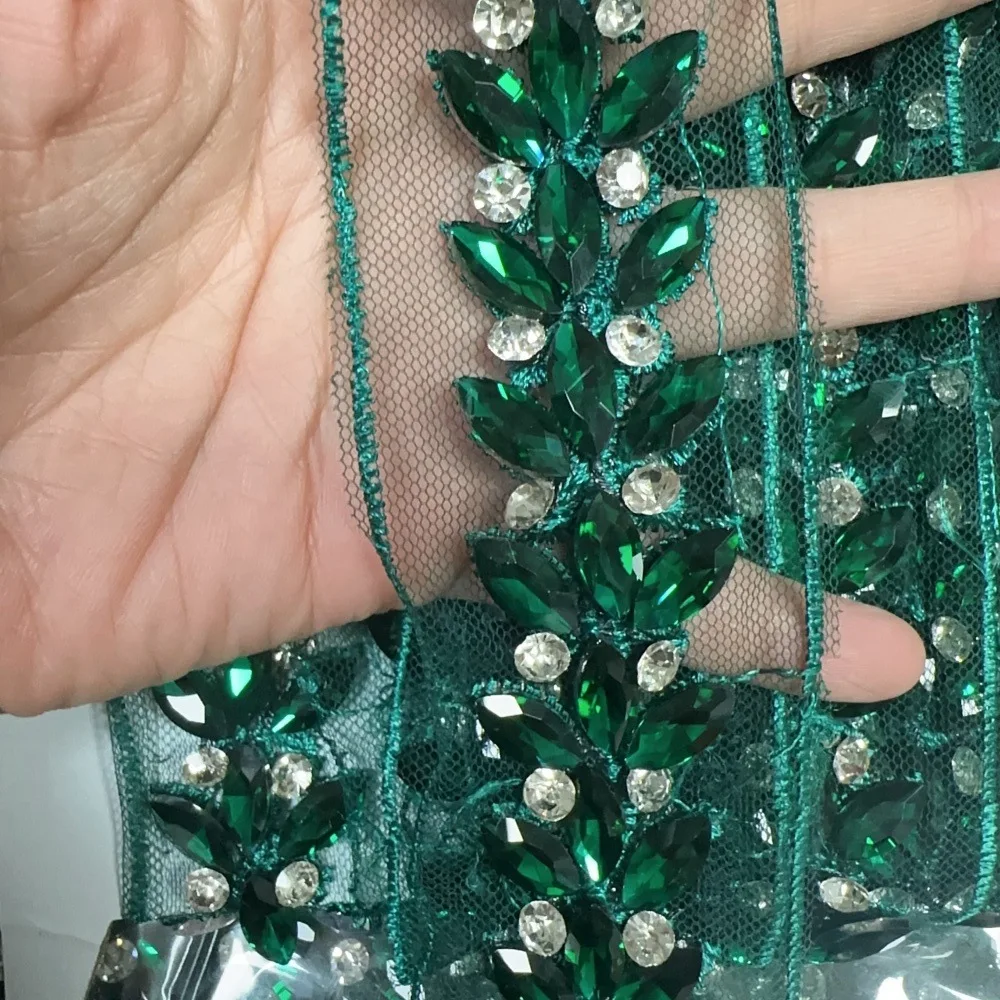 5 Yard Glasrhinestone-Spitzenborte für Mantelkragen, Dekoration, Knopfleiste, Spitzenstickerei, DIY-Zubehör, Kleidungsstoff-Applikation