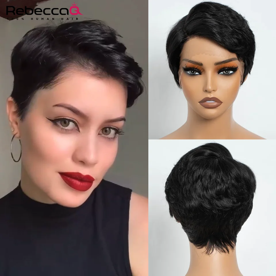 Straight Pixie Cut Wig Human Hair Wigs 13x6x1 Transparent Lace Front Short Bob Wig TPart Lace Wig Brazilian Human Hair For Women