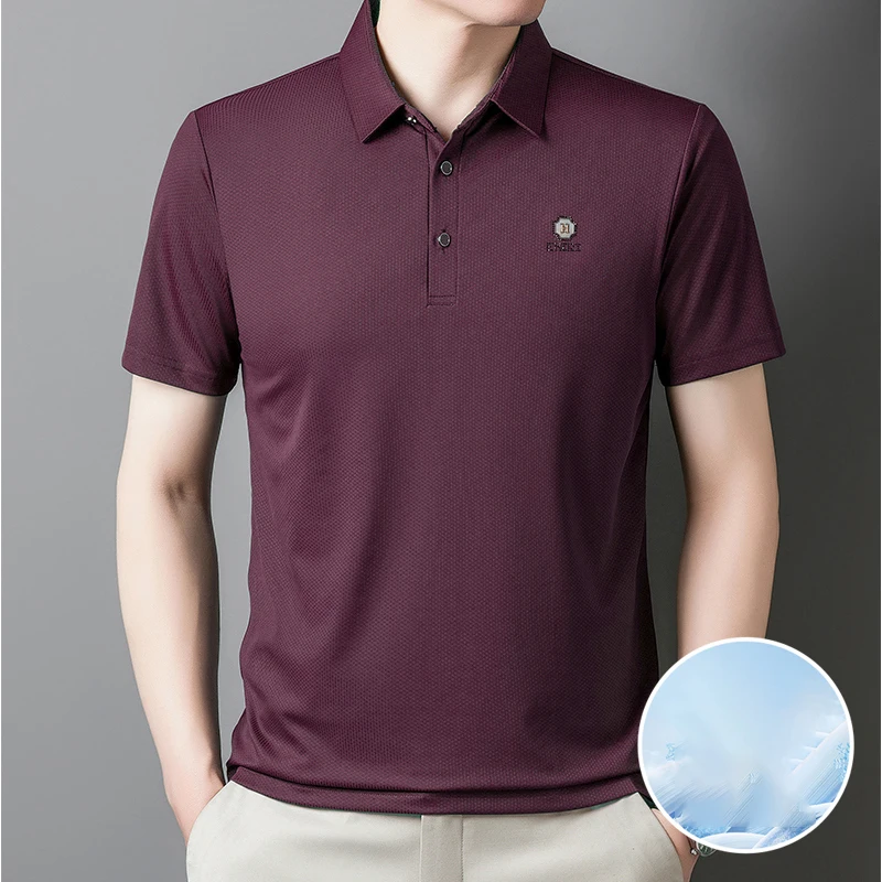 Fashion Lapel Button Business Diamonds Polo Shirts Men's Clothing 2024 Summer New Oversized Casual Pullovers All-match Tee Shirt