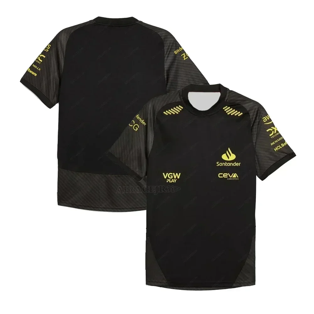 Camiseta de edición especial Ferrari Leclerc Carlos Sainz GP de Monza italiana negra con cuello redondo