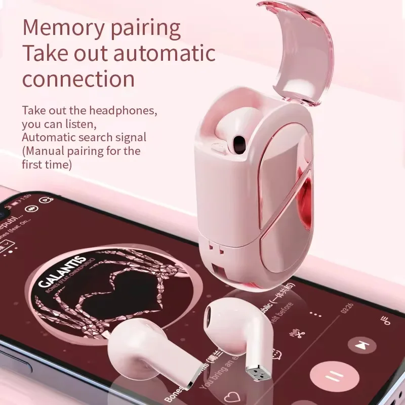 K520 Wireless Earbuds Stereo Earphones With Rotatable Love Heart Shaped Charging Case Low Latency Headphones For Phone Tablet image 5