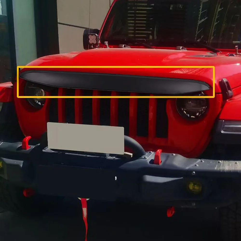 Lantsun J190 Front Bumper Grille Trim Grill Decoration Strip ABS Night Hawk Protector Trim Strip for Jeep for Wrangler JK07-17
