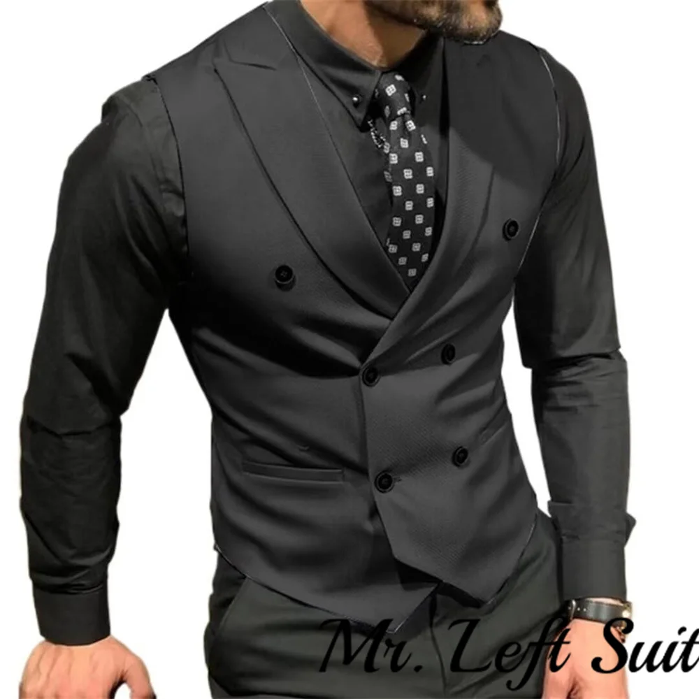 Men\'s Suit Vest Stylish Double Breasted Tuxedo Waistcoat Brand New Slim Fit Business Banquet Wedding Dress