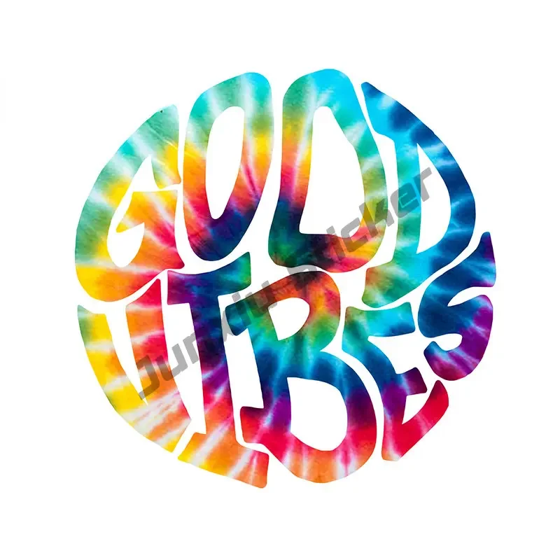 Good Vibes Sticker Oval Decal Surf Palm Trees Sun Island Paradise Glue  Small Bumper Laptop Fuel Tank Motorcycle Accessories