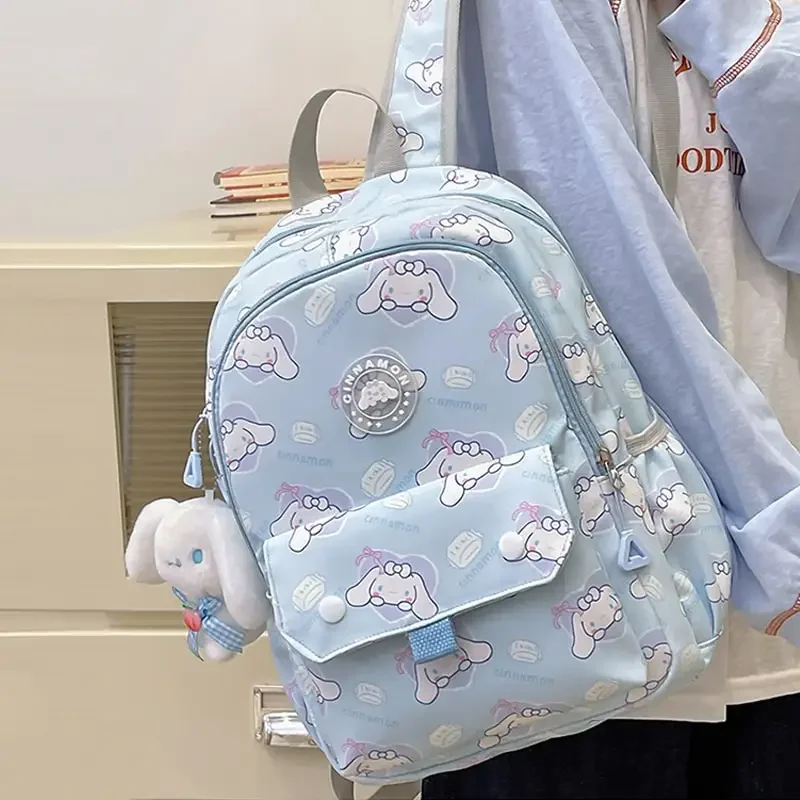 

Sanrioed аниме Kuromi Melody Hello Kitty Cinnamoroll вместительный рюкзак, милый школьный портфель, мультяшная сумка через плечо, подарок