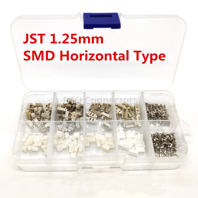 60sets/Box JST 1.25mm Pitch SMD Horizontal Type Connectors 2p/3p/4p/5Pin Terminal/Housing/Pin Header Connector Kits