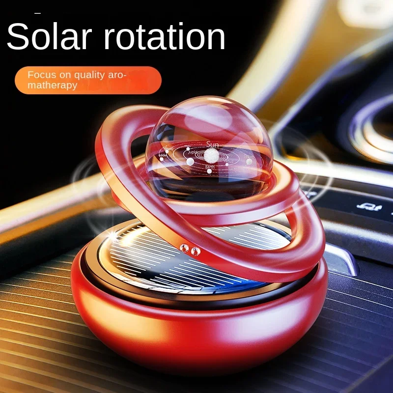 Solar Rotating Toys VehicleAluminum Alloy Interstellar Suspension Car Perfume Accessories Relaxing Desk Toys Mini Gadgets