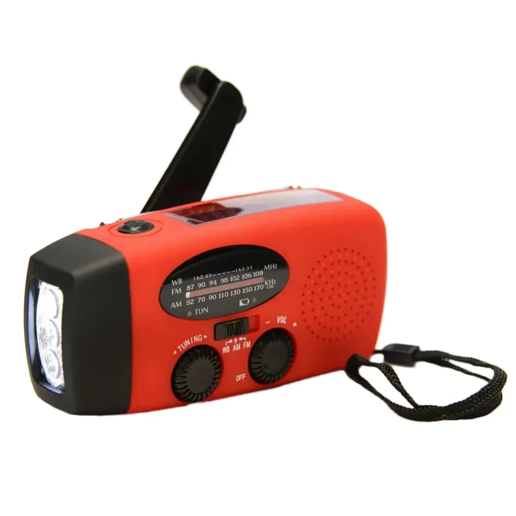 USB Charging Radio Flashlight Emergency Weather Radio Portable Hand Crank Radio Multifunctional Fm/am Radio Solar Hand Crank