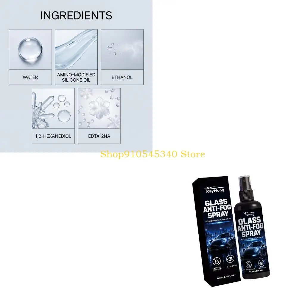 

U2JA 100Ml Automotive Anti-Fog Sprayer, Fast-Acting Clear View, Non-Toxic Formula for Windshields, SUVs, Trucks & RVs