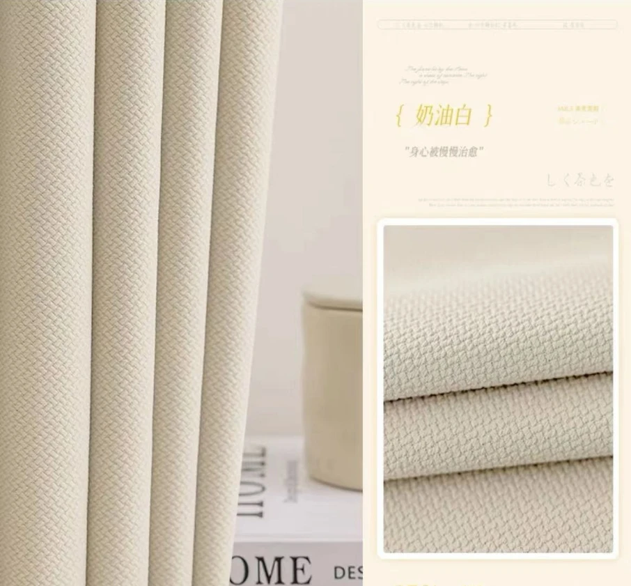 

2025 Chenille Cream White Velvet Curtain Modern Simple Blackout Curtains for Living Dining Room Bedroom Tulle Custom Size Decor