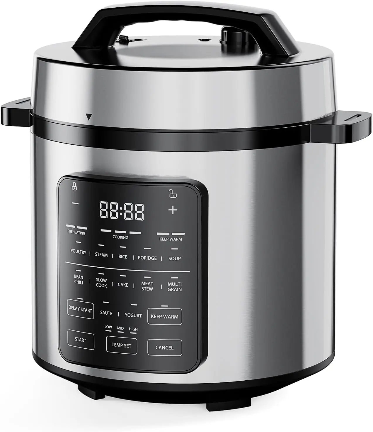 

12-in-1 Electric Pressure Cooker 6 QT Stainless Steel Multi Cooker for Rice, Steaming, Slow Cooking