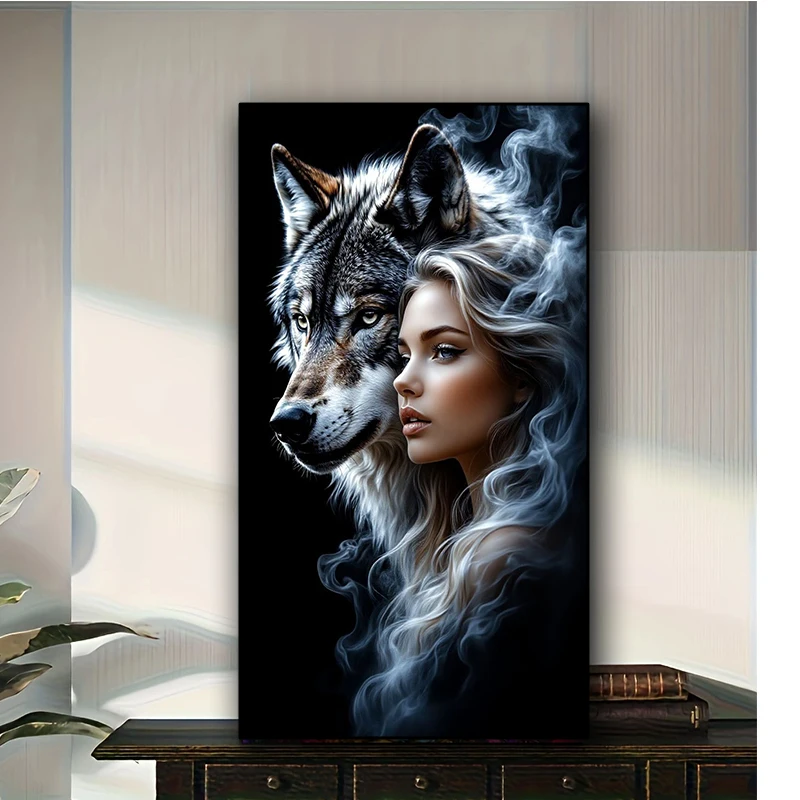 Wolf Woman Diy diamond painting Art Full Square Round diamond art Mosaic Jewelry cross stitch christmas Gift