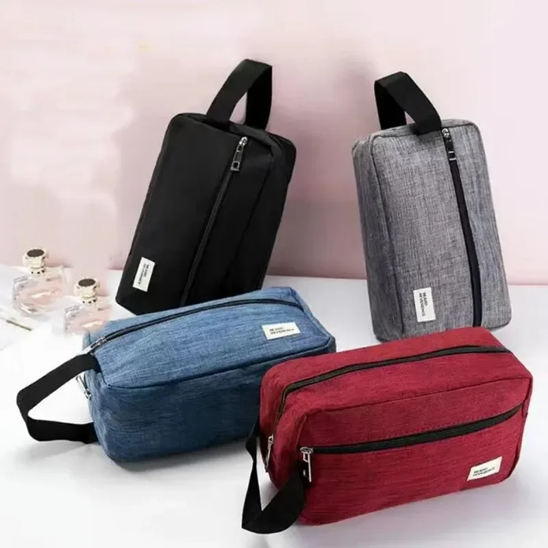 Bolsa de lavado impermeable de tela Oxford para hombres y mujeres, bolsa portátil de viaje, bolsa de maquillaje multifuncional