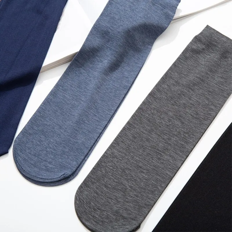 10 Pairs Summer Men Anti Slip Absorbent Soft Thin Breathable Socks Transparent Fashion Silk Stockings