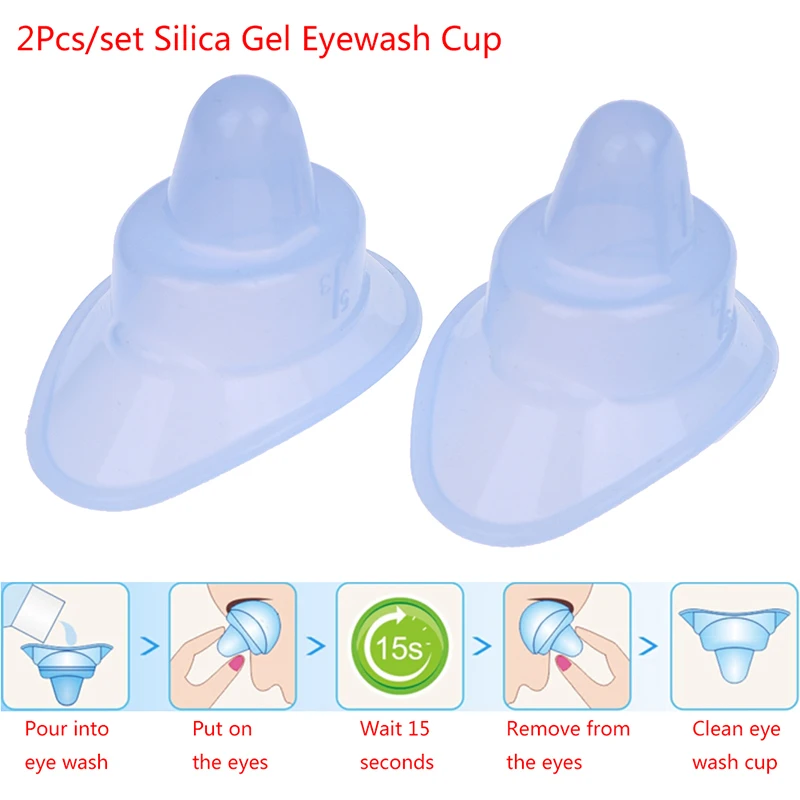 2Pcs Soft Silicone Reusable Eye Wash Cup Eyewash Container Eye Care Washing Cup