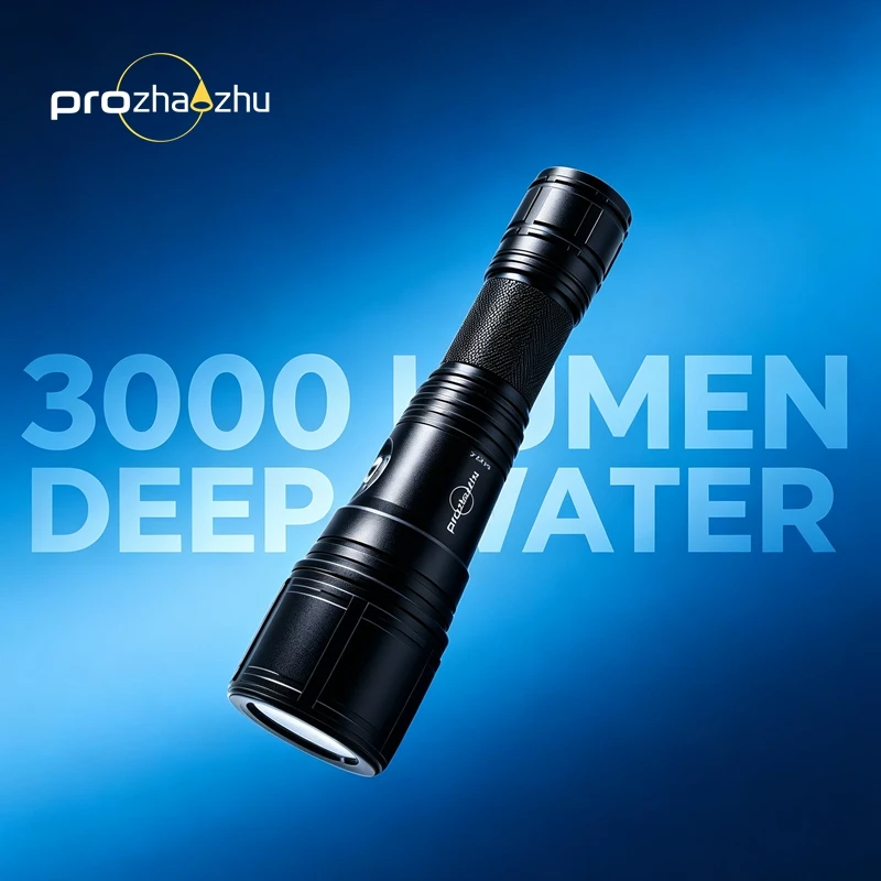 PROZHAOZHU DL‑B20 XHP50 Zoomable Focus Diving Flashlight IP68 100M Waterproof USB‑C Rechargeable Underwater Torch