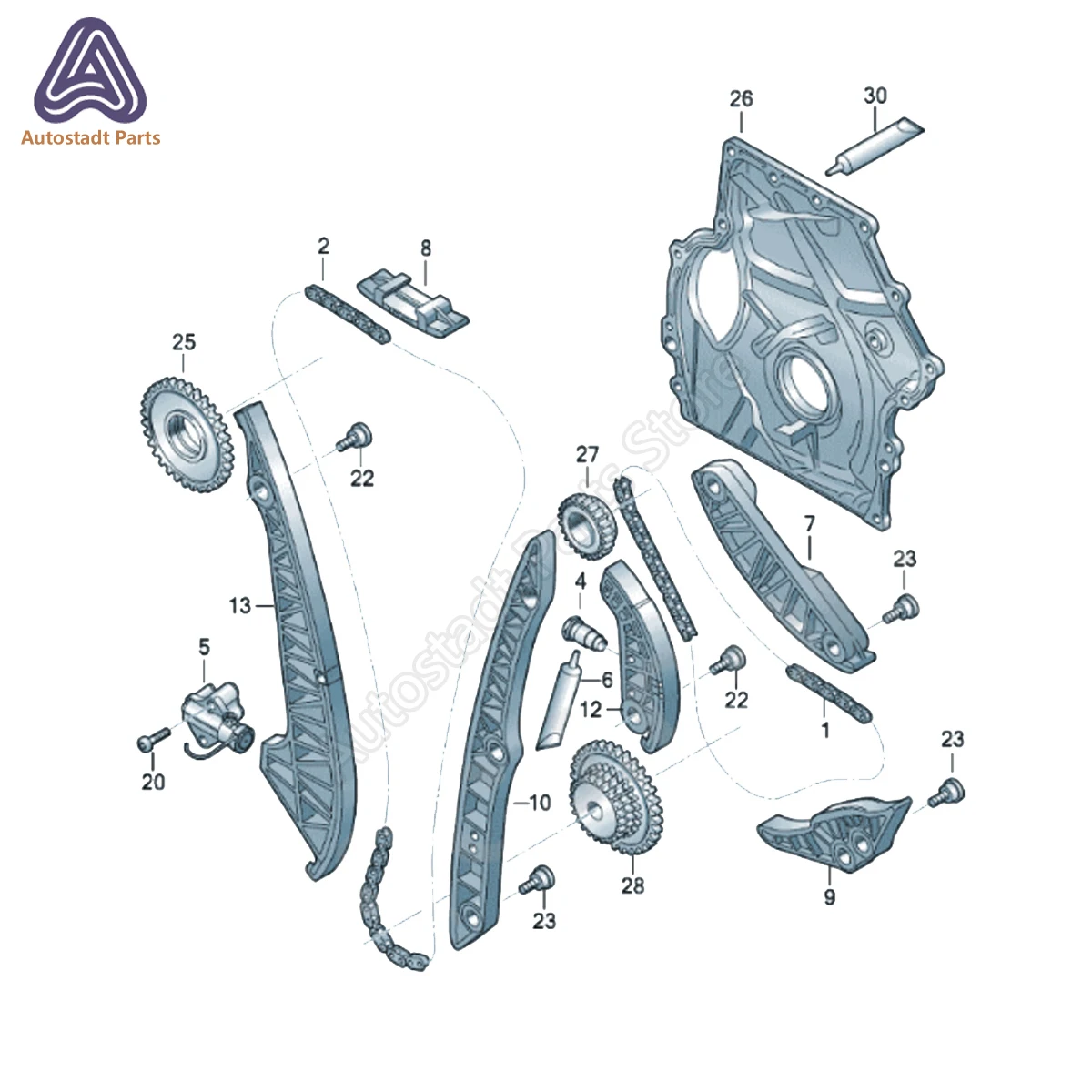 Car Timing Chain Repair 12-piece Set KIT For EA888 Gen2 Engine Audi VW SKODA SEAT 1.8 2.0 TSI TFSI Accessories