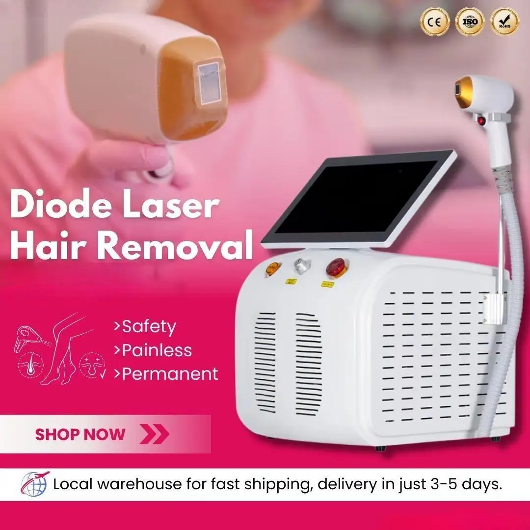 ‌ เครื่องกำจัดขนด้วยเลเซอร์ไดโอดกำลังสูง 4000W รุ่นใหม่ ปี 2025 4 ความยาวคลื่น 808nm 755nm เทคโนโลยีทำความเย็นไทเทเนียม Alexandrite