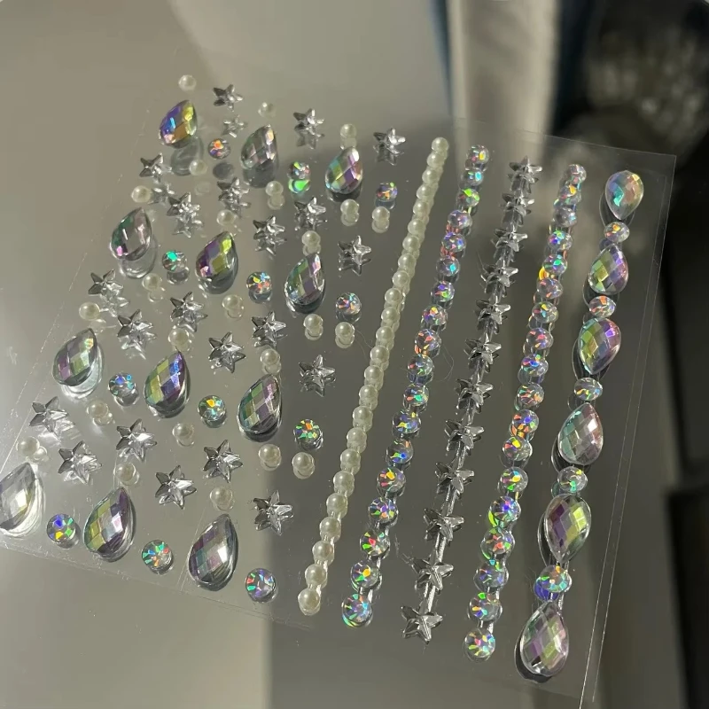 5D Diamond Crystal Stickers Sparkly Water Droplet Rhinestone Deco Sticker Crafts Self Adhesive Jewels Girls Kid Gifts