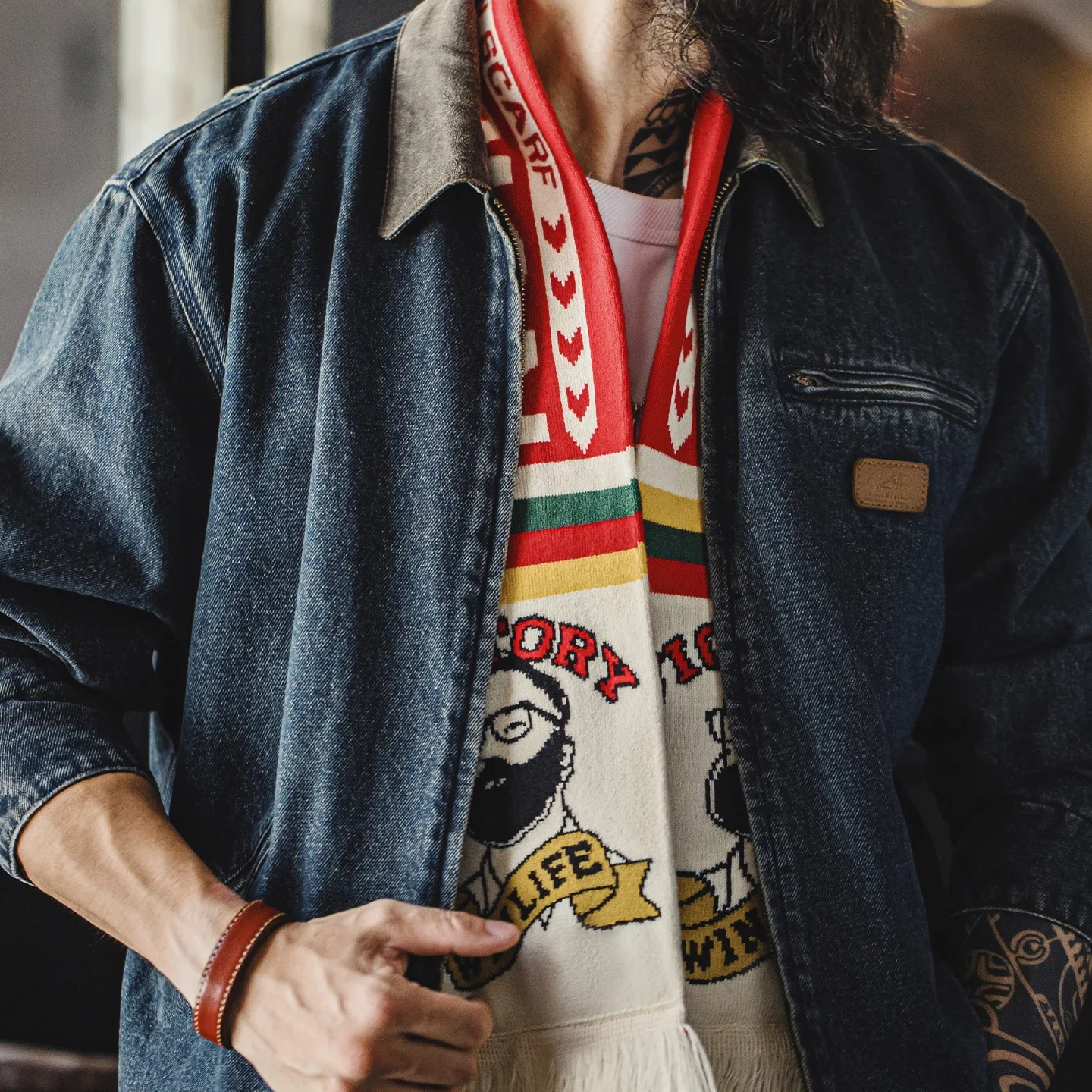 Maden خمر وشاح مطبوع التباين الجاكار نمط وشاح مع هامش لينة ودافئة الشتاء الرقبة التفاف للجنسين ارتداء تنوعا