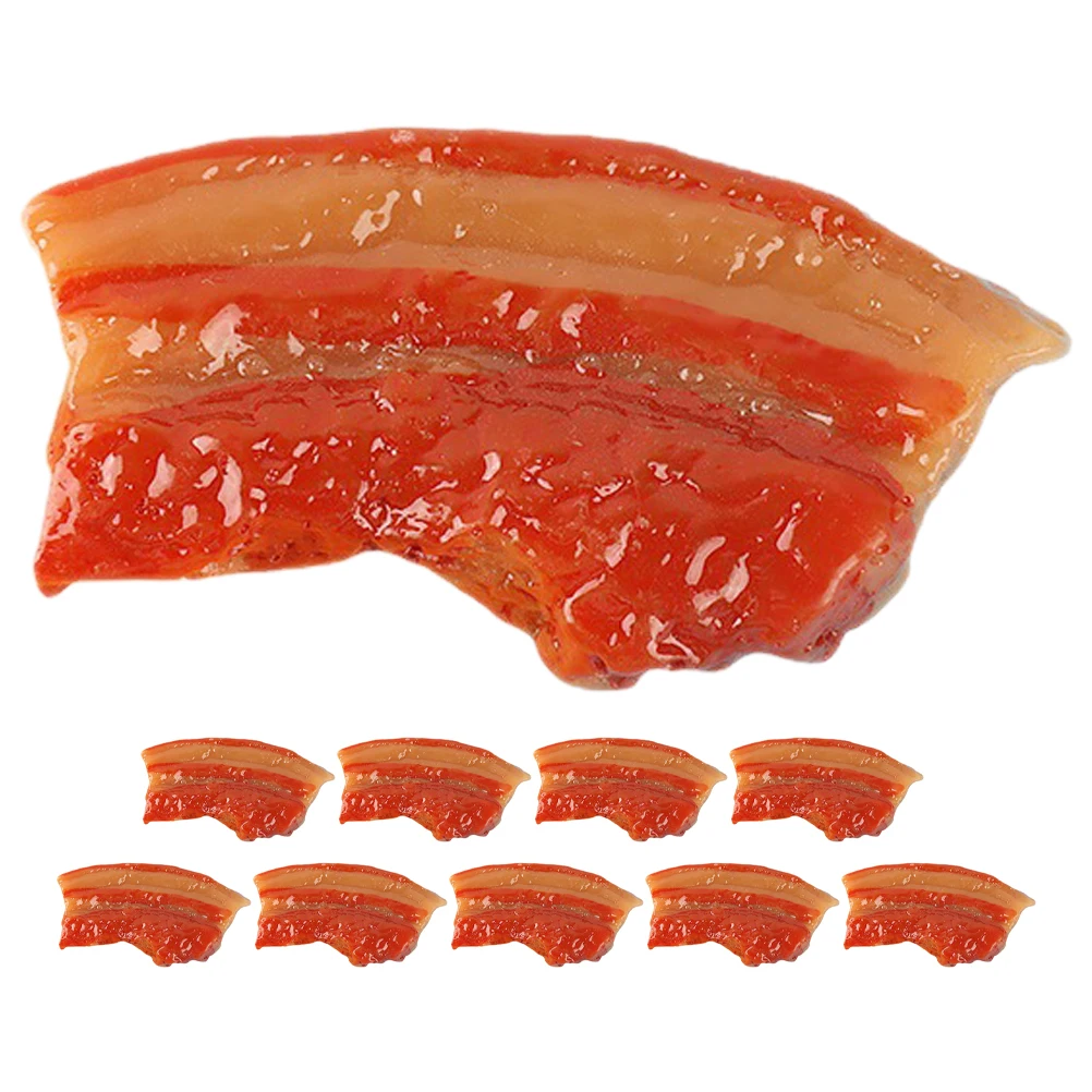 

10 Pcs Toys Simulated Pork Belly Simulation Meat Food Models Fake Wooden Lifelike