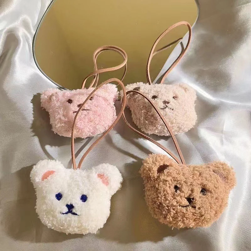 Llavero colgante de muñecas de oso de peluche para llaves, bolsa, decoración de mochila, juguete para niños, llaveros con nombre de dibujos animados, accesorios de baratija de coche