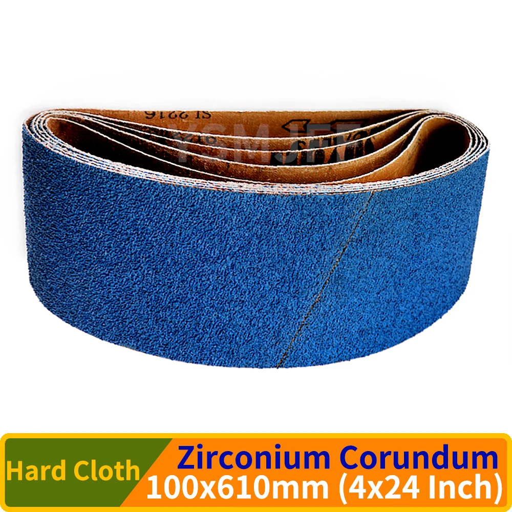 

610x100mm Zirconium Corundum Sanding Belts for Sanding Metal Polishing 40/60/80/100/120 Grits 4"x24" Blue Abrasive Belts