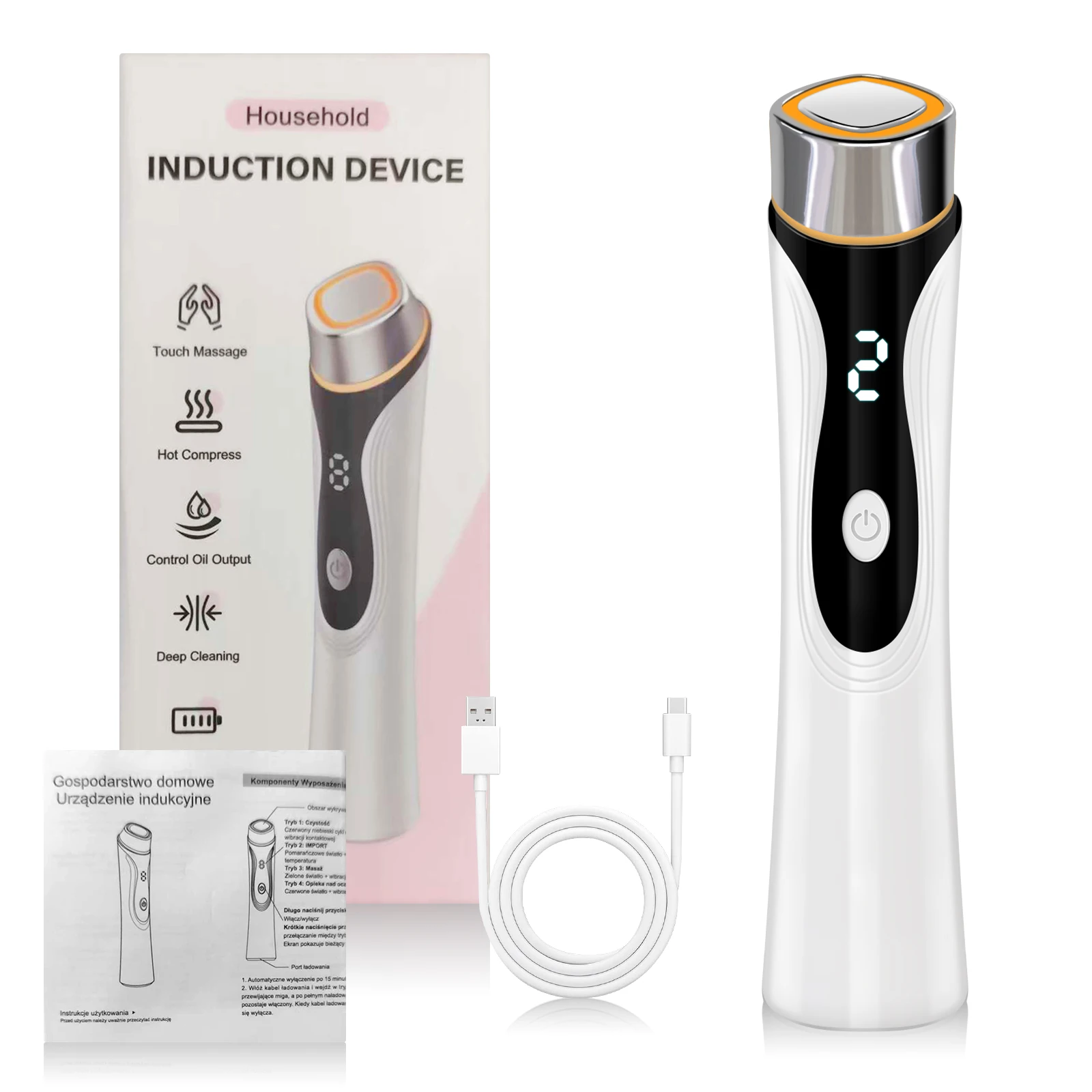 

4 In 1 EMS Face Lifting Device Microcurrent LED Light Therapy Heat Vibration Facial Massager For Neck Firming Skin Rejuvenation