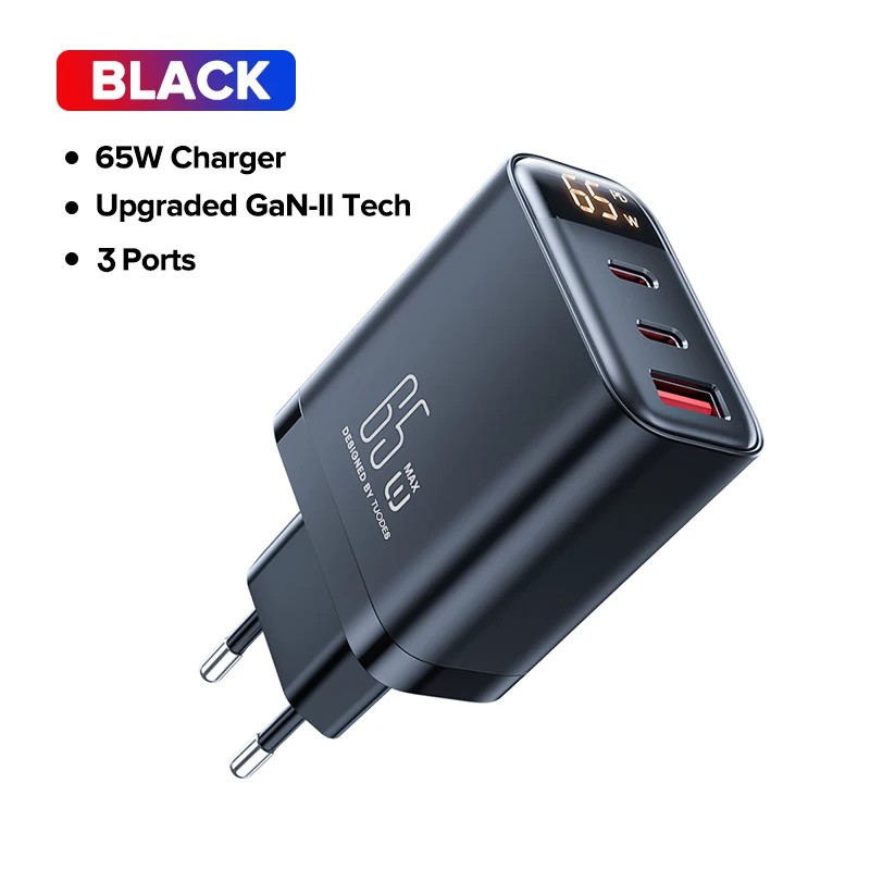 Tuodes 65w GaN-oplader PPS PD USB Type C Snel opladen QC4.0 Snel opladen voor iPhone 17 Macbook Air Tablet Samsung Xiaomi Laptop