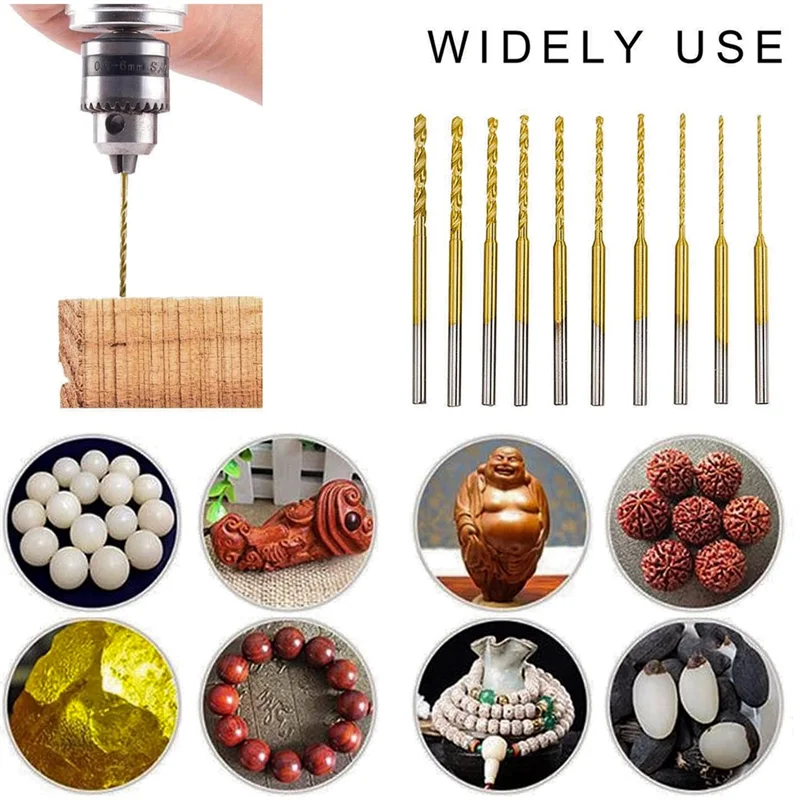 マイクロツイストドリルビットセット、ミニドリルビット、2.35シャンク、Hss、ミニ彫刻ビット、穴ドリルツール、0.6mm-2.2mm、10個
