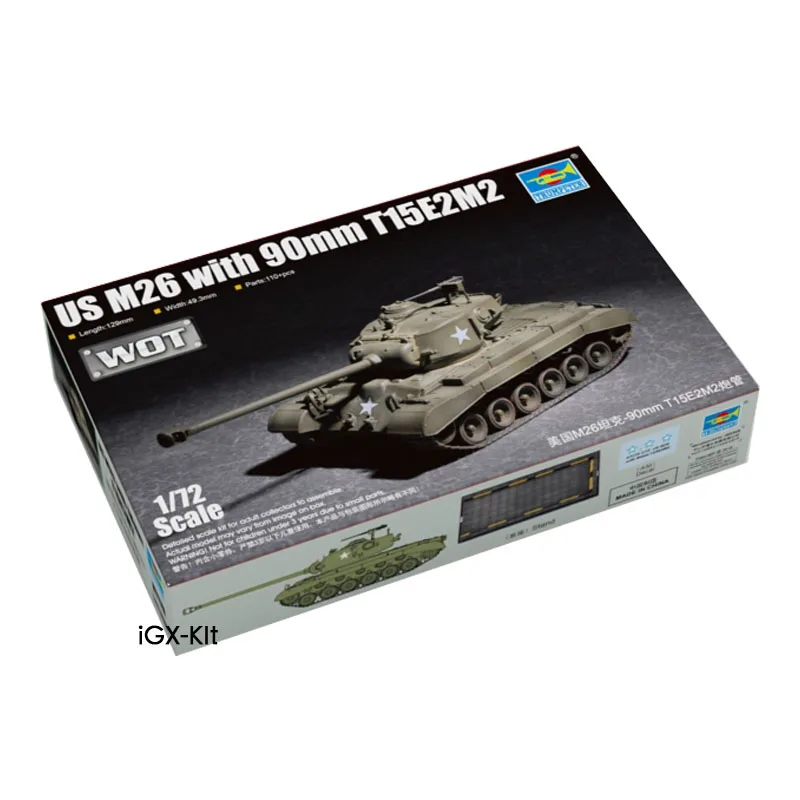 

Trumpeter 07170 1/72 США M26 с танком 90 мм T15E2M2 военный дисплей игрушка пластиковая сборка набор для сборки