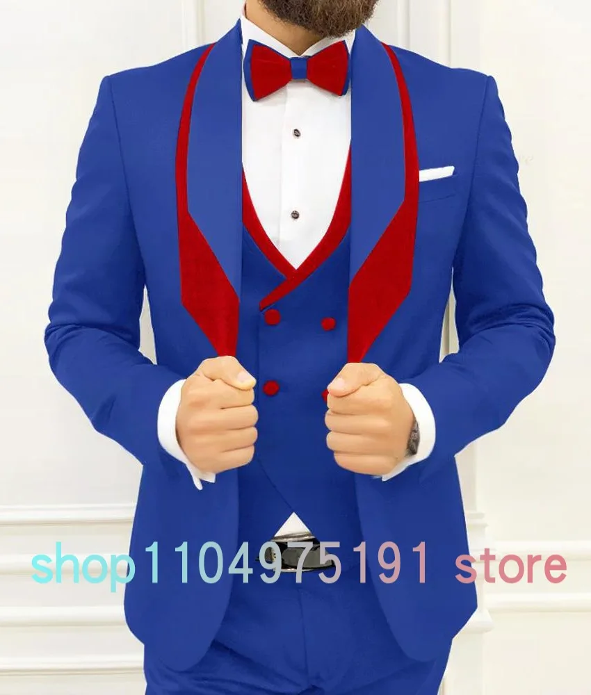 Graceful Wedding Party Dress Men's Stage Costume High Quality Patchwork 3-piece Men's Suit Casual suit men's tailcoat