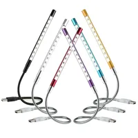 USB Light 10 LEDS Mini Flexible Metal LED Lamp Stonego Book Reading Lights For Notebook Laptop PC Computer