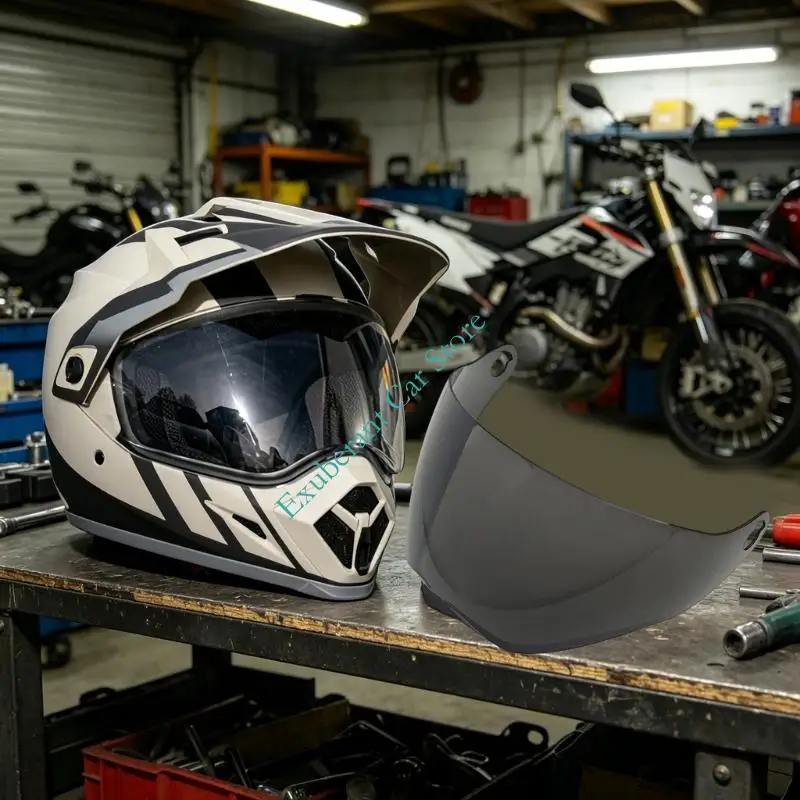 Motorcycle Helmets Face Lens Replacement for MX9 Single Piece Curved Front Lens with Side Mount Points for Daily Commute Use