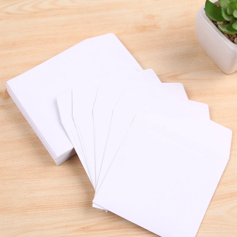 100pcs- 8*8cm Kraft Envelopes Square white small envelope card bank card membership card envelope Wedding Party Invitation