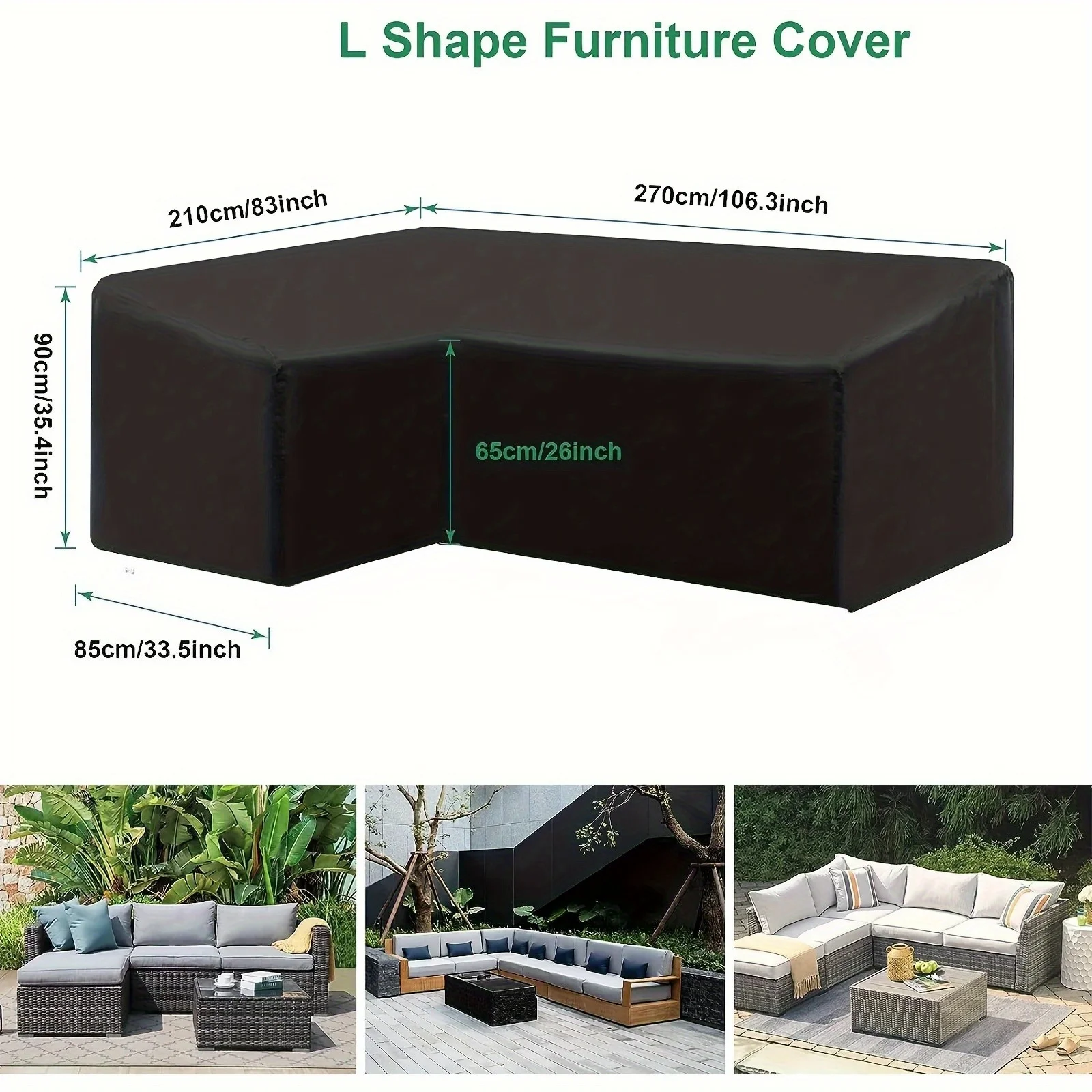 

L-образный чехол для уличной дивана, ветрозащитный и устойчивый к ультрафиолетовому излучению чехол для уличной мебели из полиэстера, чехол для уличной мебели