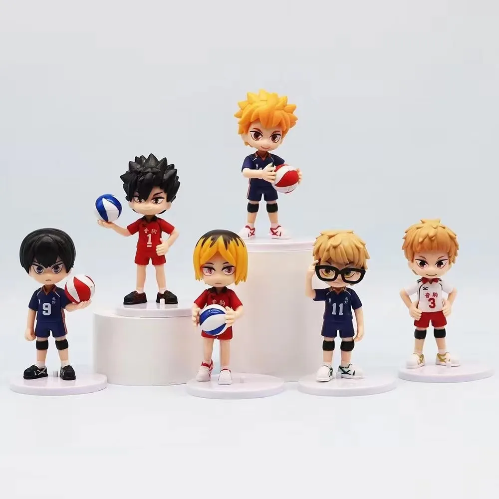 6 Pcs/Set Second Generation Haikyuu Volleyball Junior Figure Q Version 9.5cm Shoyo Hinata Sugawara Koushi Wholesale Dolls