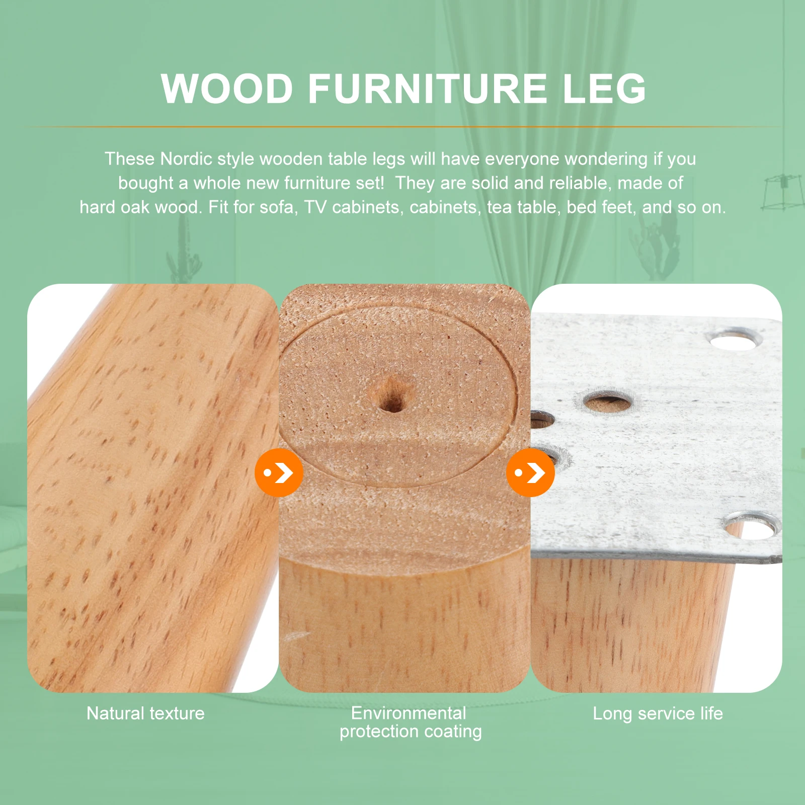 

4 Sets Wood Furniture Legs Solid Feet Tapered Table Cabinet Replacement Hand-Polished Floor Protection Pads Easy Install Nordic