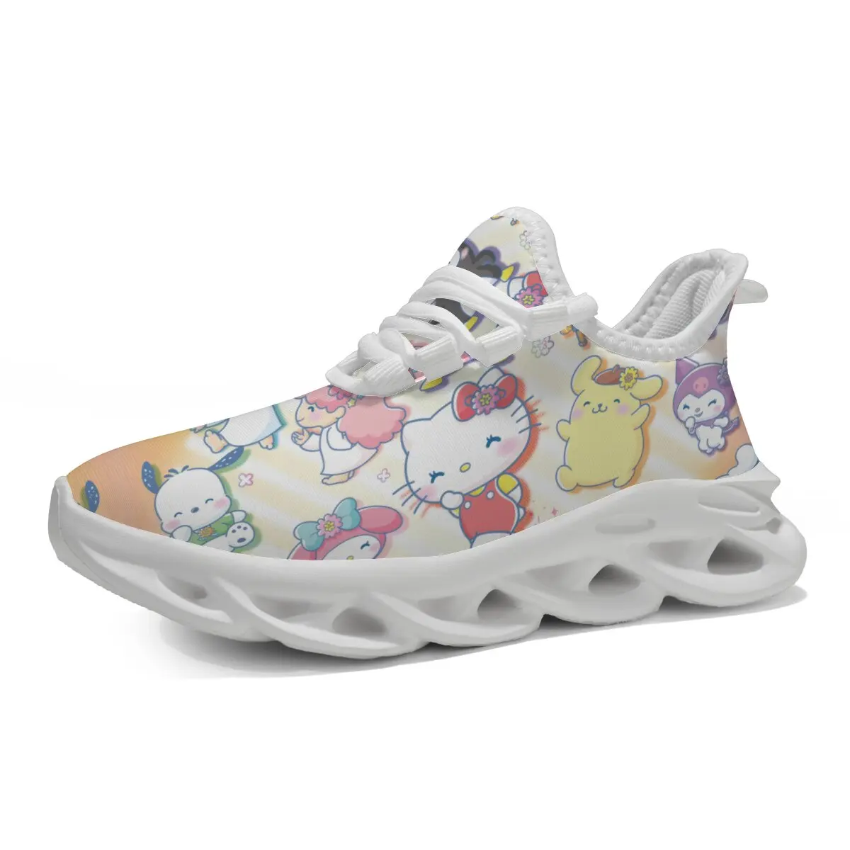 

Cartoon Hello Kitty Print Kids Sports Shoes Kawaii Kuromi Girls Shoes Running School Casual Sports Breathable Non-slip Sneakers