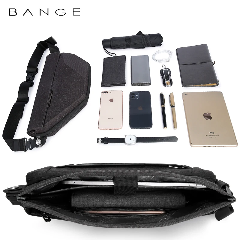 2022 BANGE Fashion New Waterproof Commercial Large Expansion Anti-Extrusion Trendy Irregular Shape Custom Crossbody Men HandBag