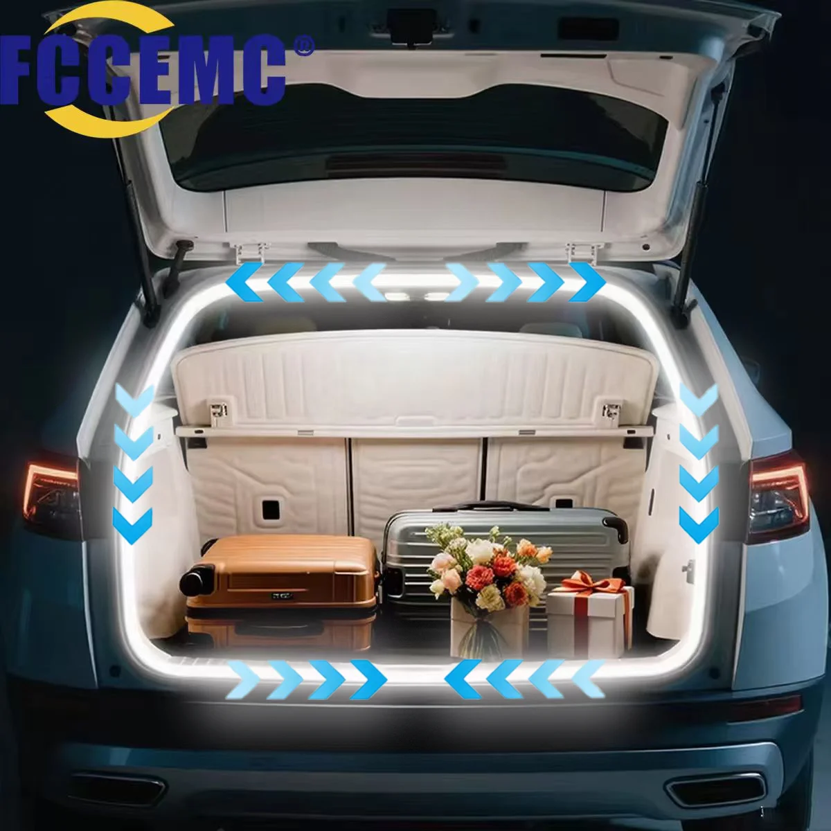 

Car Trunk Lighting Strip Flow Welcome Ambient Mood Light Automatic On/Off Hidden Installation Modified Tailgate Decorative Lamp