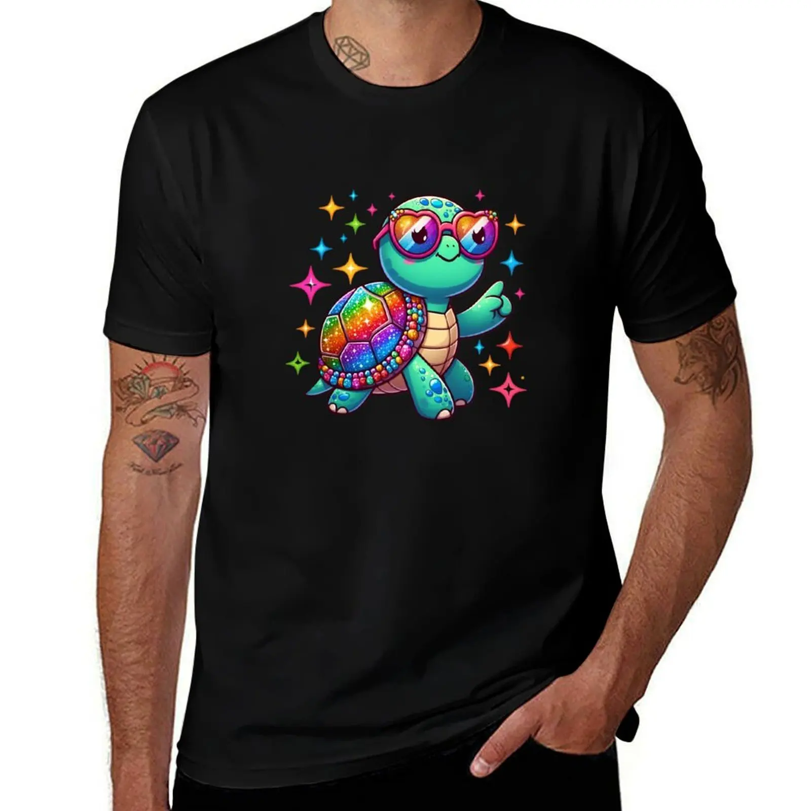 

Slow but Fabulous – Sparkly Turtle Pride Design T-Shirt funny shirt cotton oversized custom t shirt mens big and tall t shirts