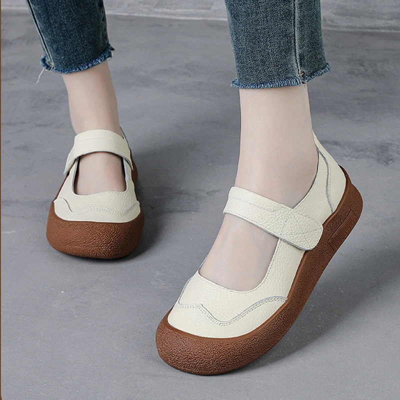 New Unique Oxford Shoes 43 44 Women's Split Leather Loafers Woman Orthopedic Moccasins Mother Designer Laced Daily Walking Flats