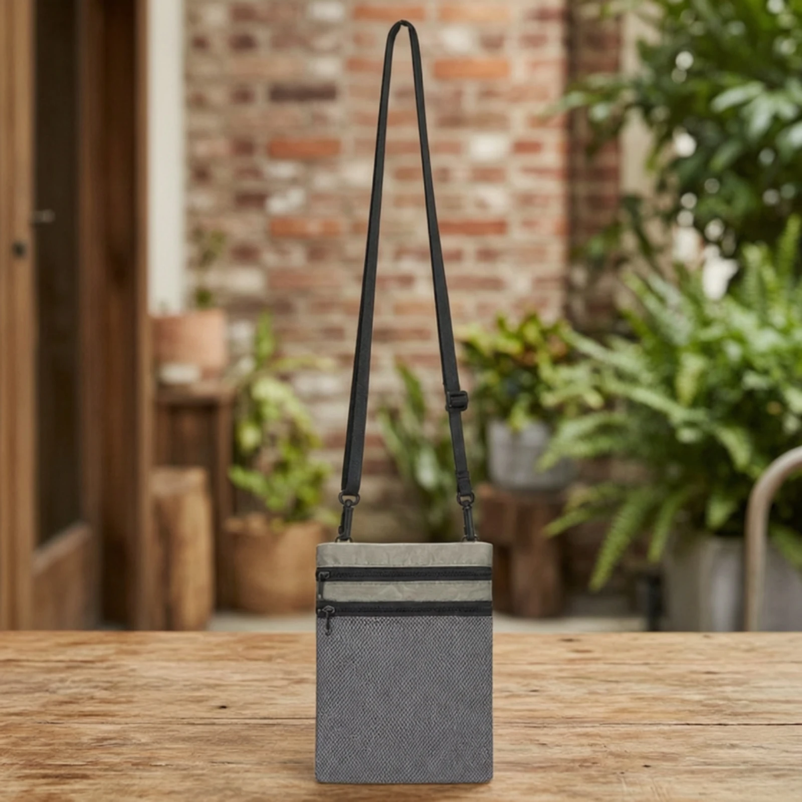 Crossbody Passport Bag with Mesh Pocket Hands-Complimentary Travel Document Holder with Shoulder Strap Passport Pouch