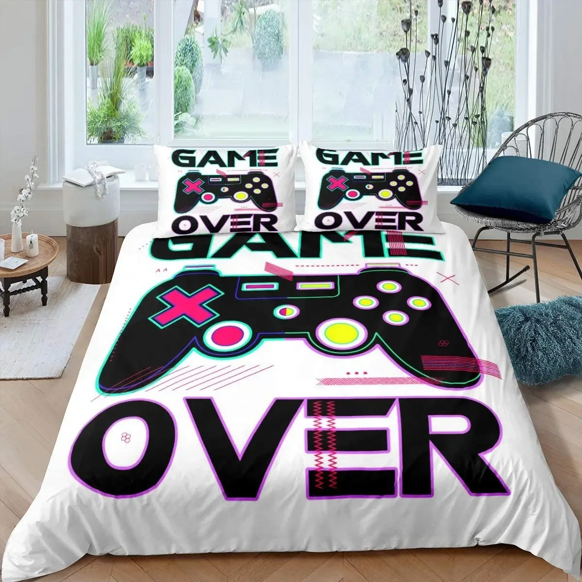 Gamepad Comforter Cover Bedding Set Teens Video Duvet Cover for Youth Kids Boys Modern Controller Bedspread